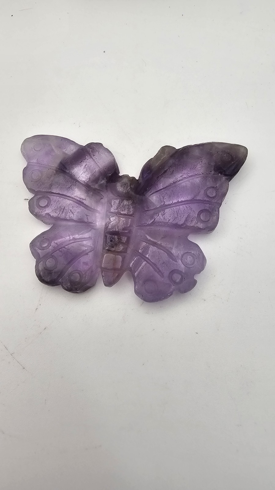 purple fluorite crystal Butterfly Carving 7.8 x5cm 47g