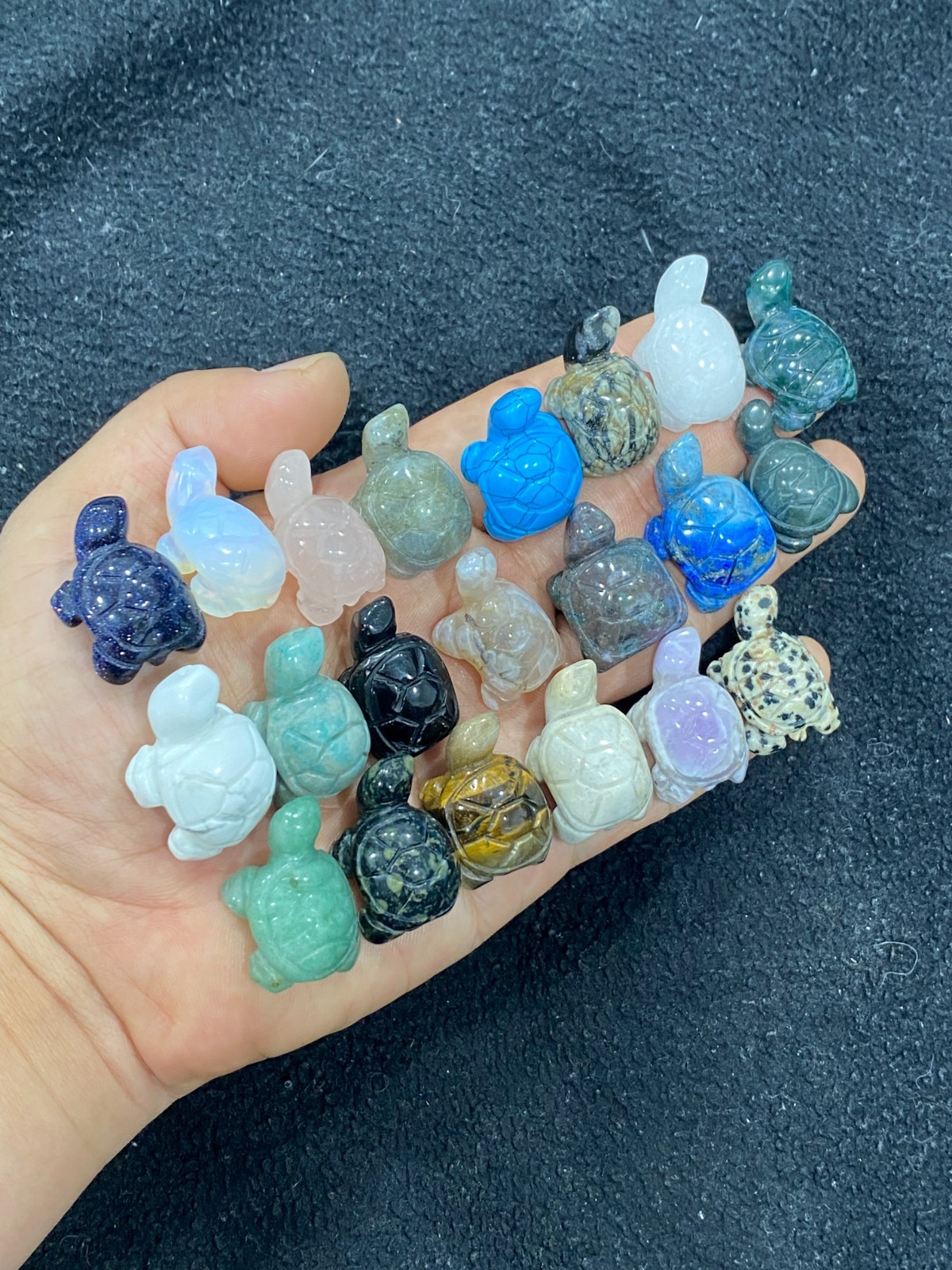 5pc Natural mixed Quartz hand Carved Mini turtle crystal Reiki healing gift
