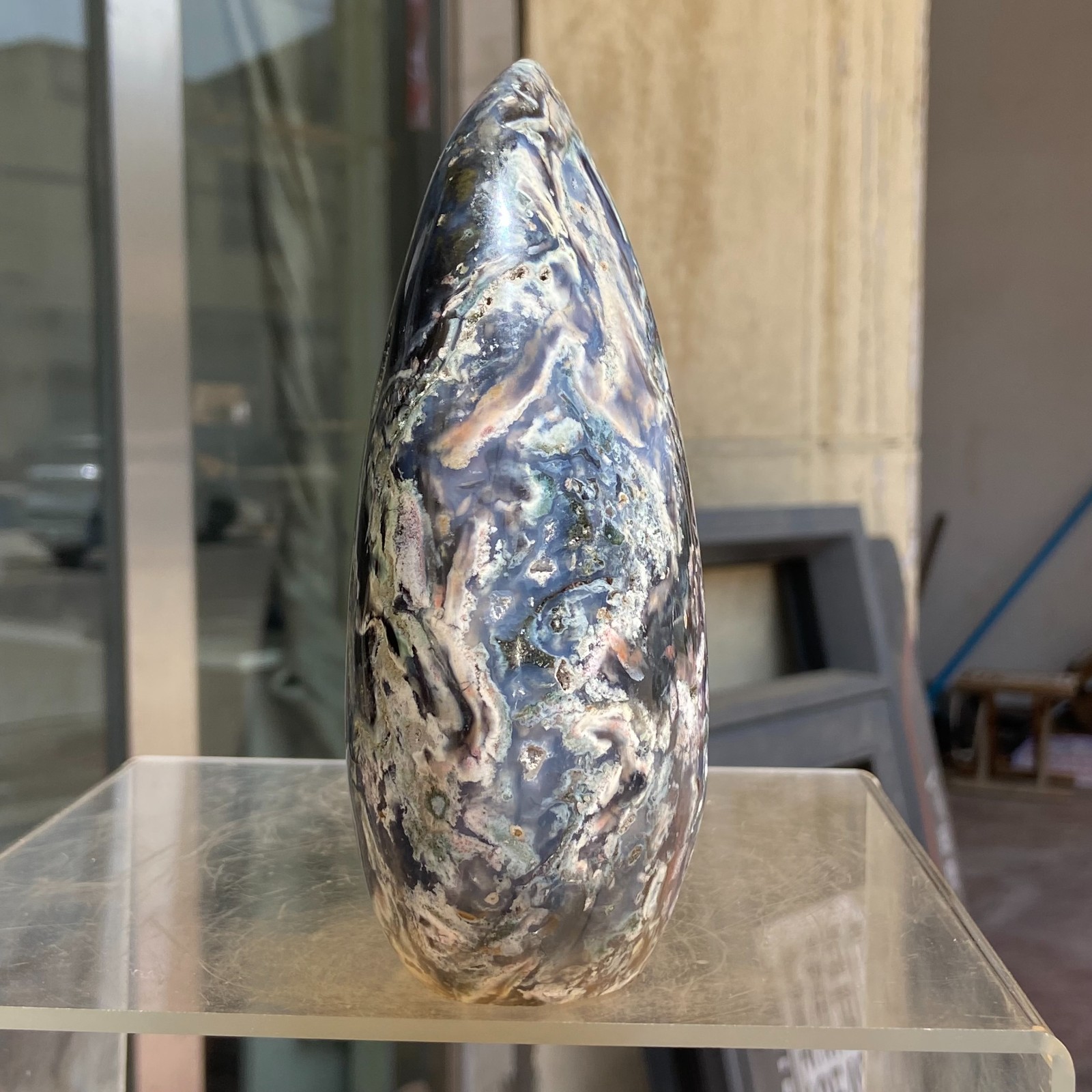 3.17LB Natural Colourful Ocean Jasper Crystal Display Specimen Healing