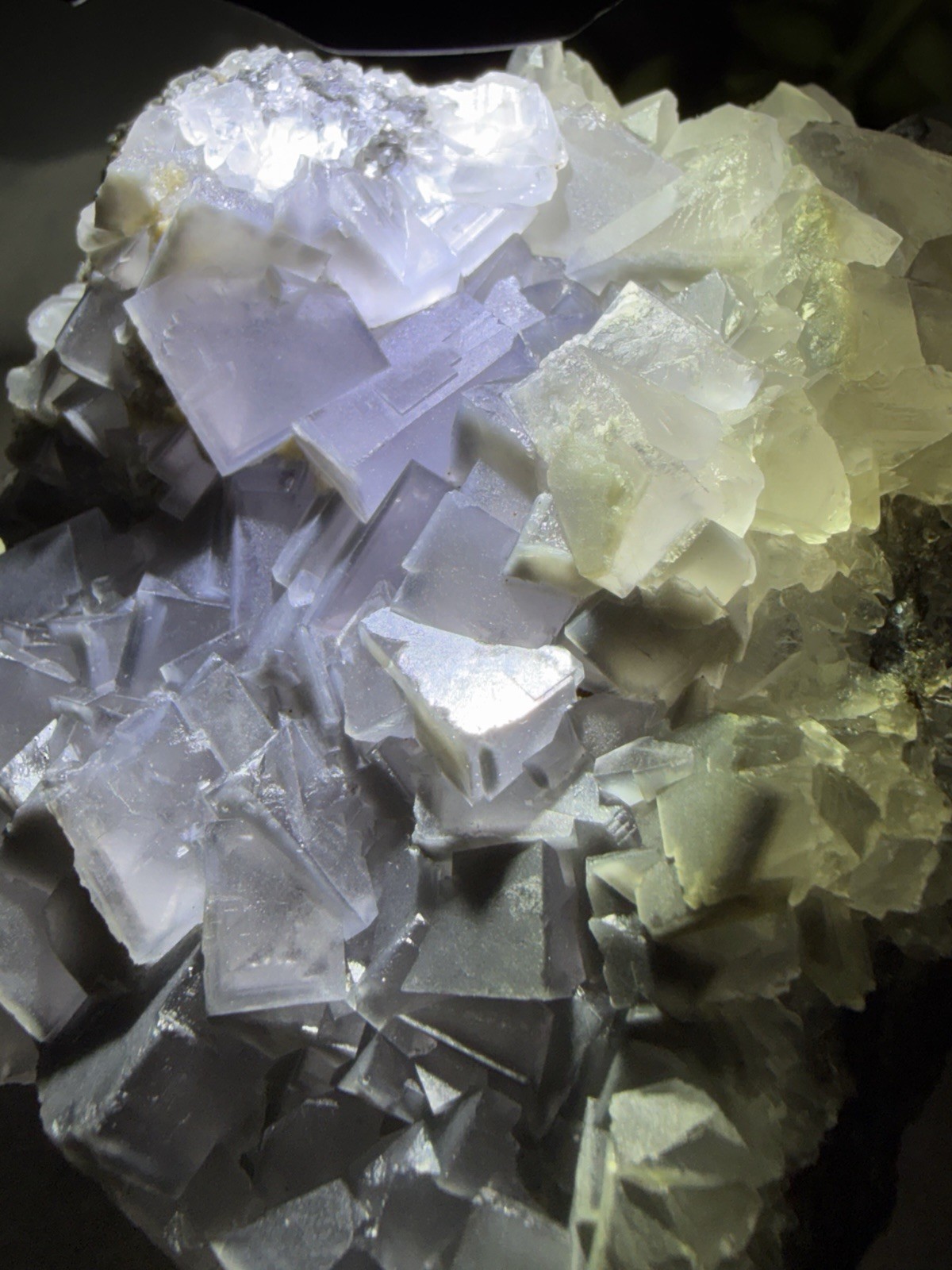 Crystal 242g QR Code Cube Grey Fluorite UV Reactive Cluster Specimen Mineral