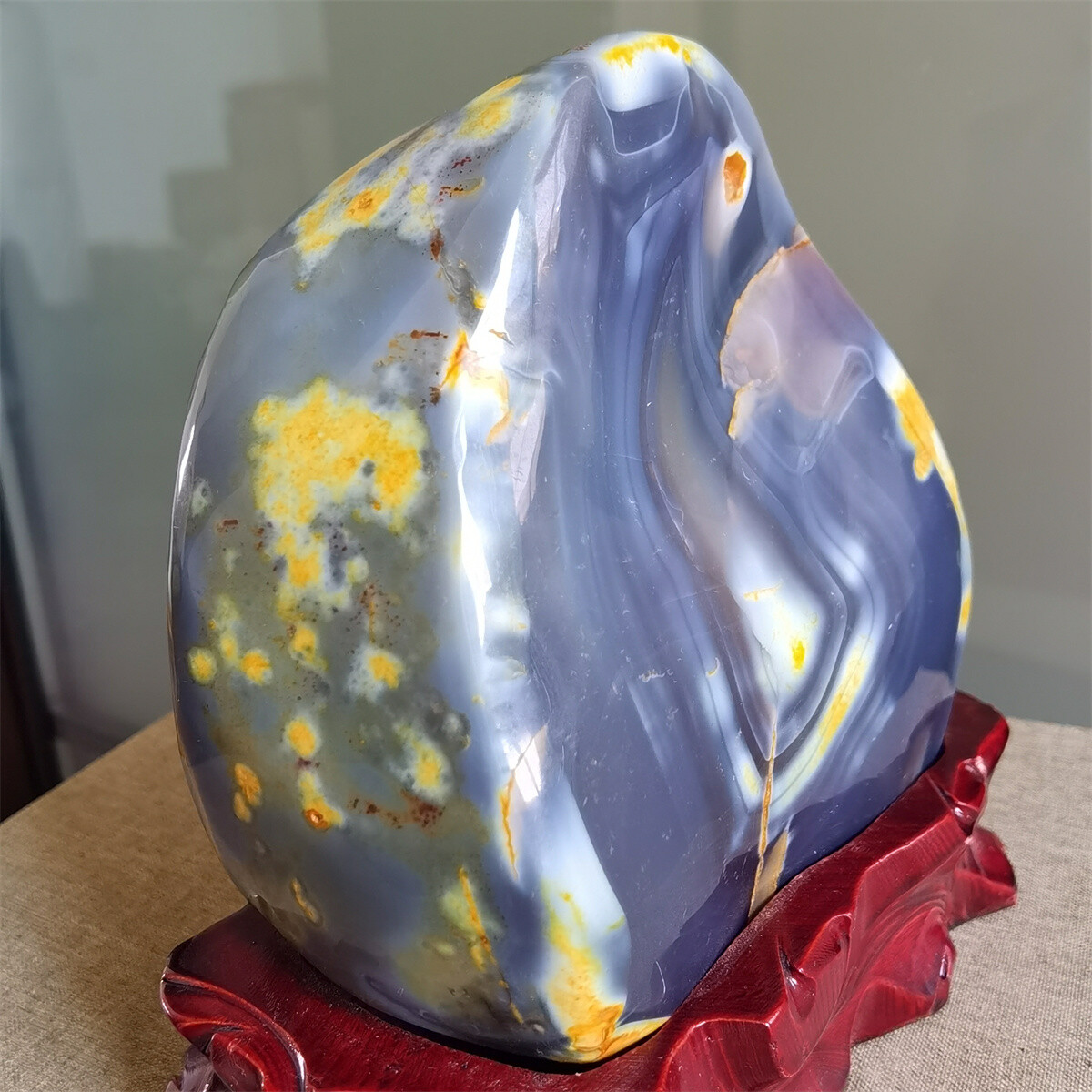 2.45Kg Beautiful Colourful agate Geode polishing furnishing article A712
