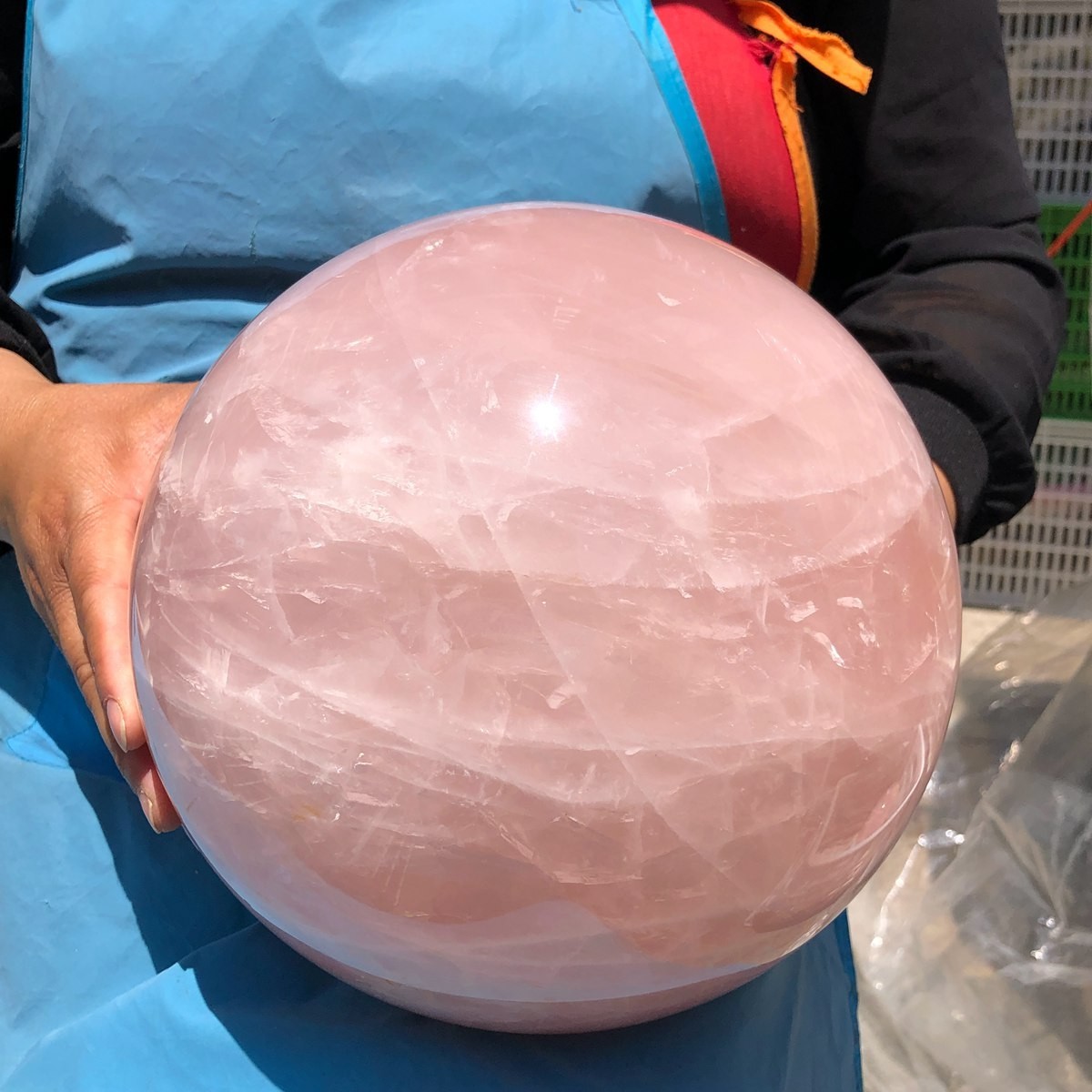 29.87LB Natura crystal Rose Quartz Sphere for Heart Chakra Balances Energy
