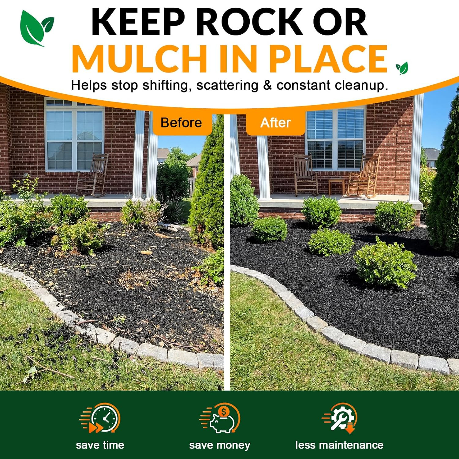 Mulch and Rock Glue for Landscaping, 2 Gallon Concentrate Landscape Glue for Rub