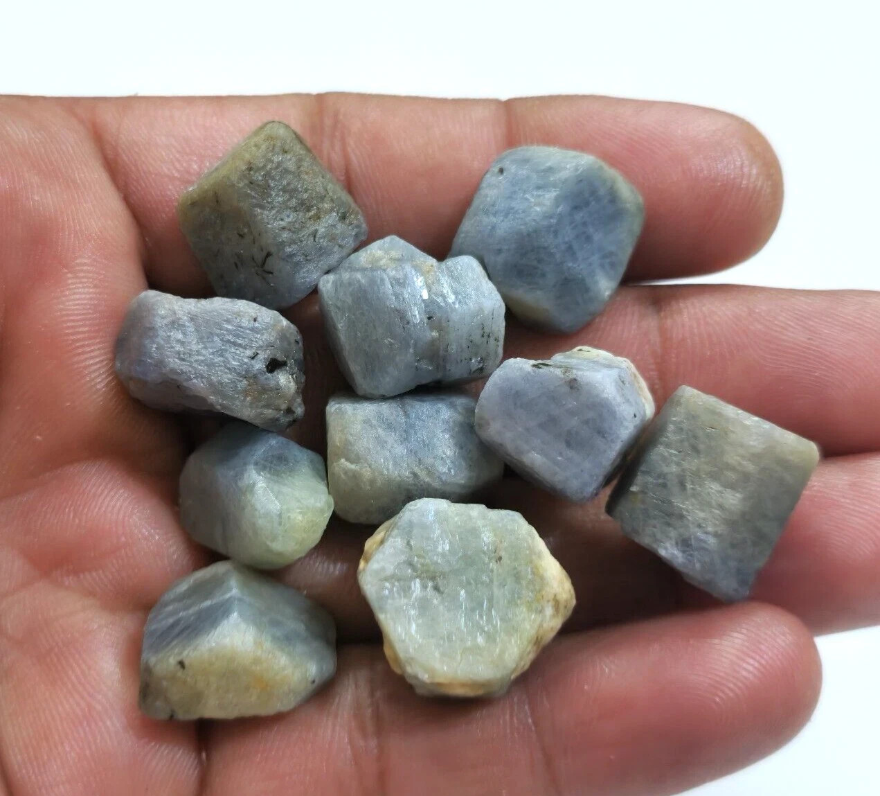 A+ Excellent African Blue Sapphire Rough 10 Pcs Lot Size 15-18 MM Loose Gemstone