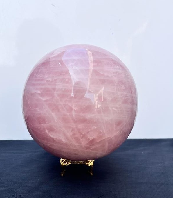 Large 100MM Rose Quartz Sphere Ball Hand Carved Crystal Home Office Decorative