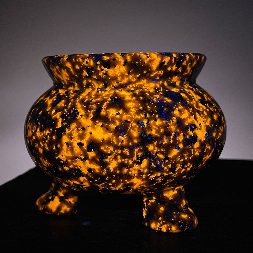 UV Reactive Yooperlite Cauldron | Large Ritual Offering Bowl | Gothic Altar Tool