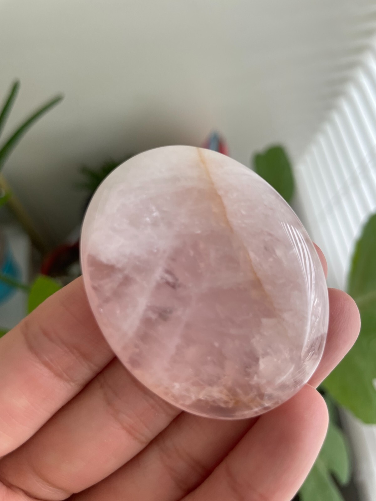 ONE Rose Quartz Palm Worry Stone (Intuitive Pick) – Approx. 2″ long