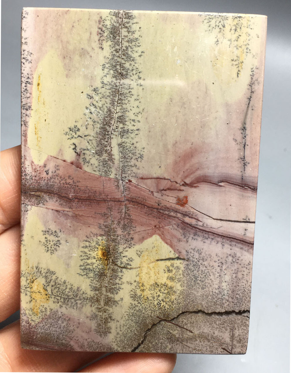 88g NATURAL dendritic traditional paiting slab QUARTZ CRYSTAL slab HEALING