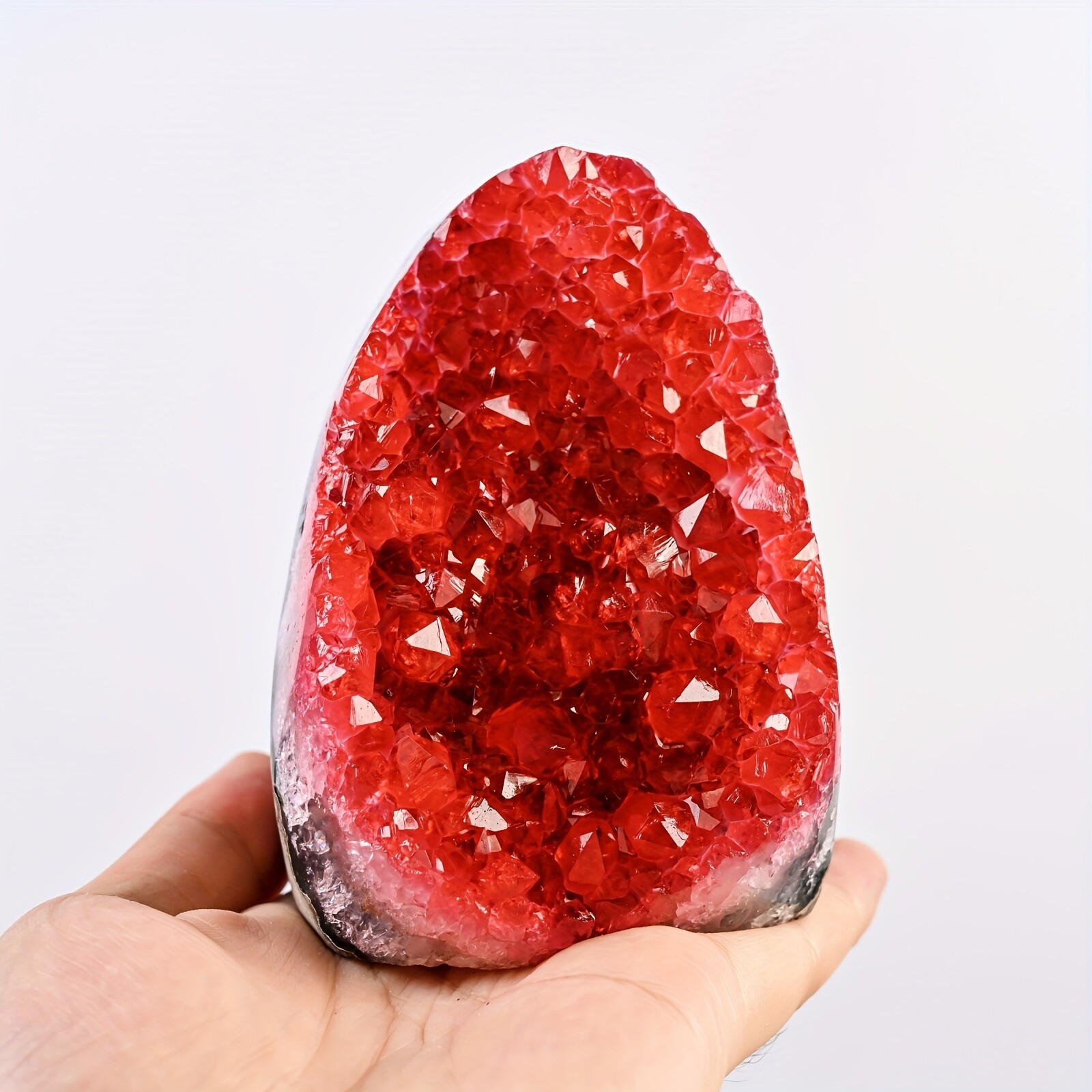 1PC Wine Red Geode Cluster with Display Stand Premium Crystal Home Office Decor