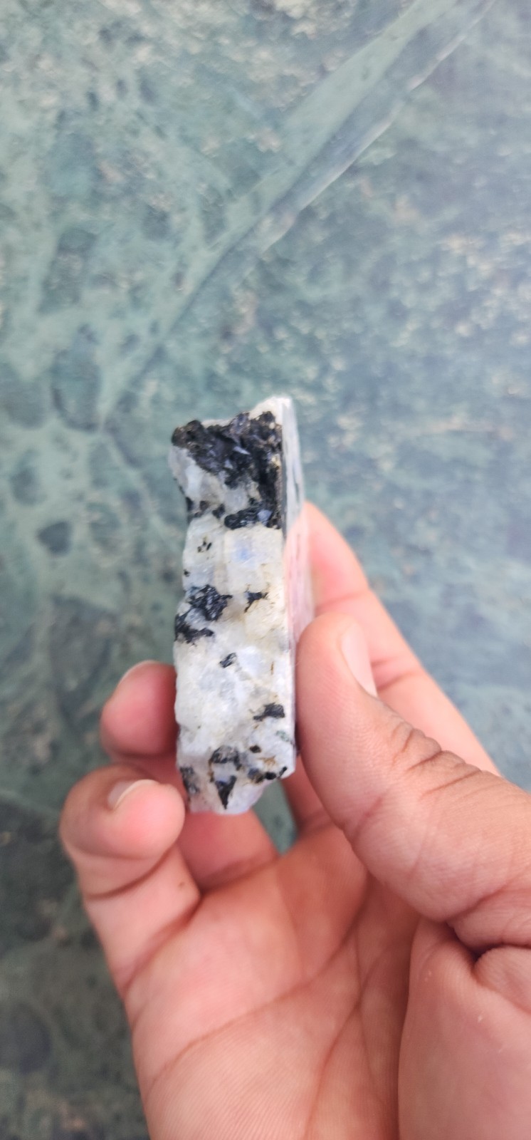 Natural AAA Full Flashy Indian Rainbow Moonstone Raw Specimen One Side Polish