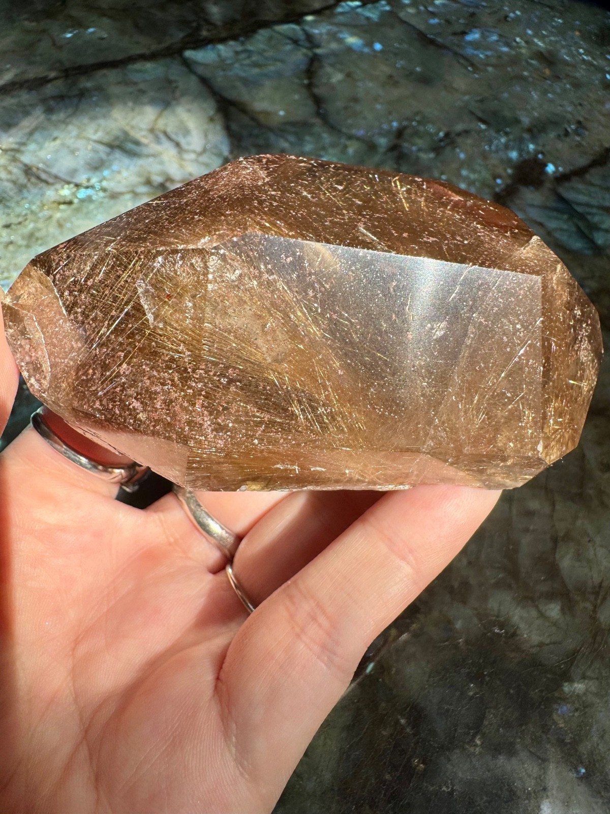 Absolutely INCREDIBLE Phantom Rutilated Smoky Quartz Double Terminated Point