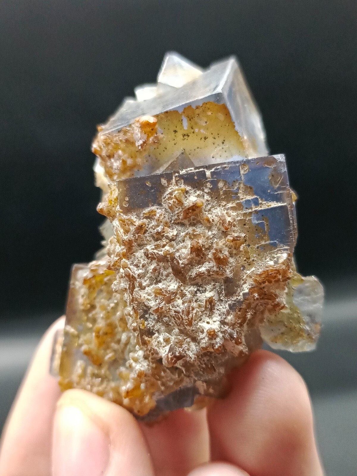 42g Natural Iridescent Cubic Fluorite Crystal Specimen With Blue Inclusions