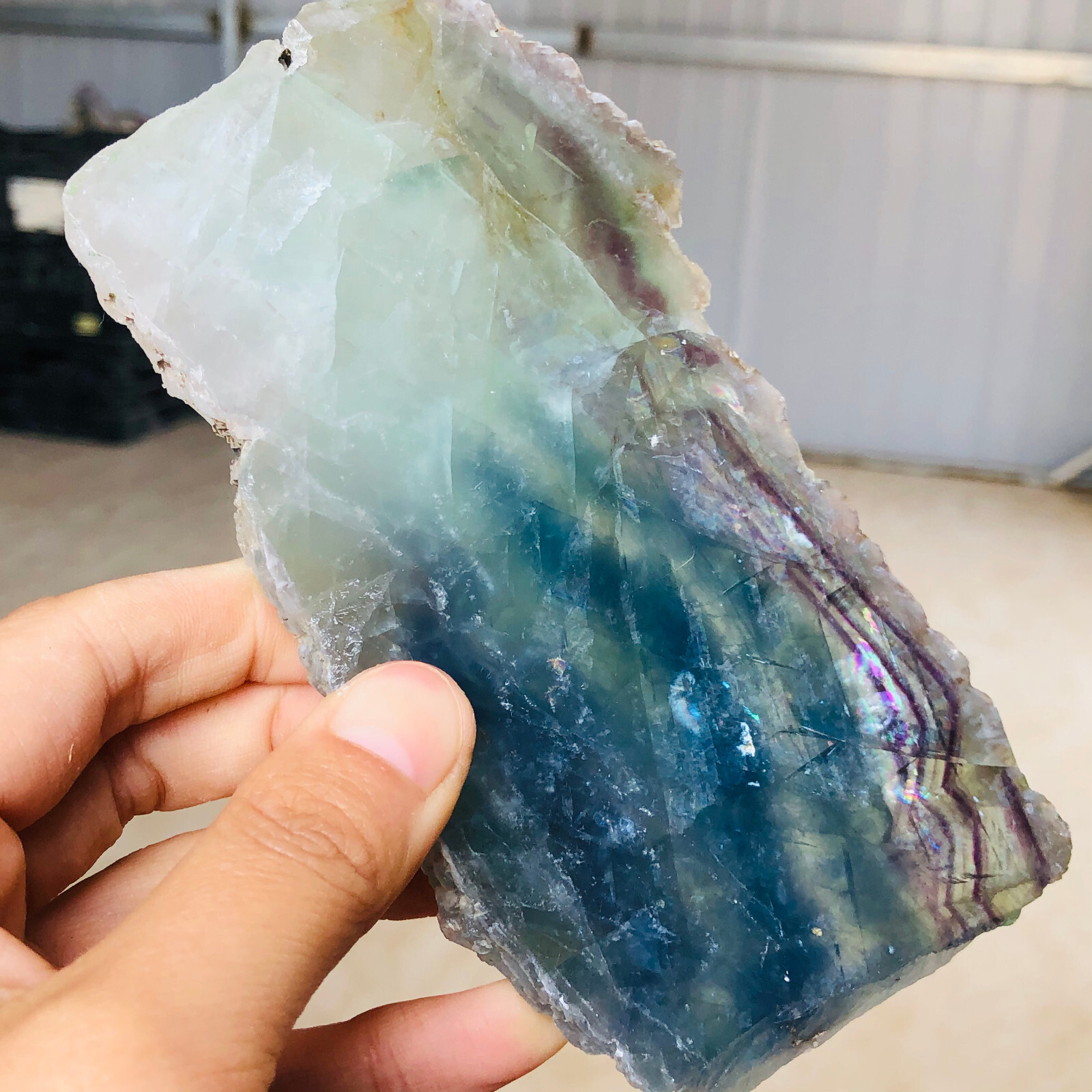 339g Natural colorful rainbow fluorite sections Mineral specimens Ornament S362