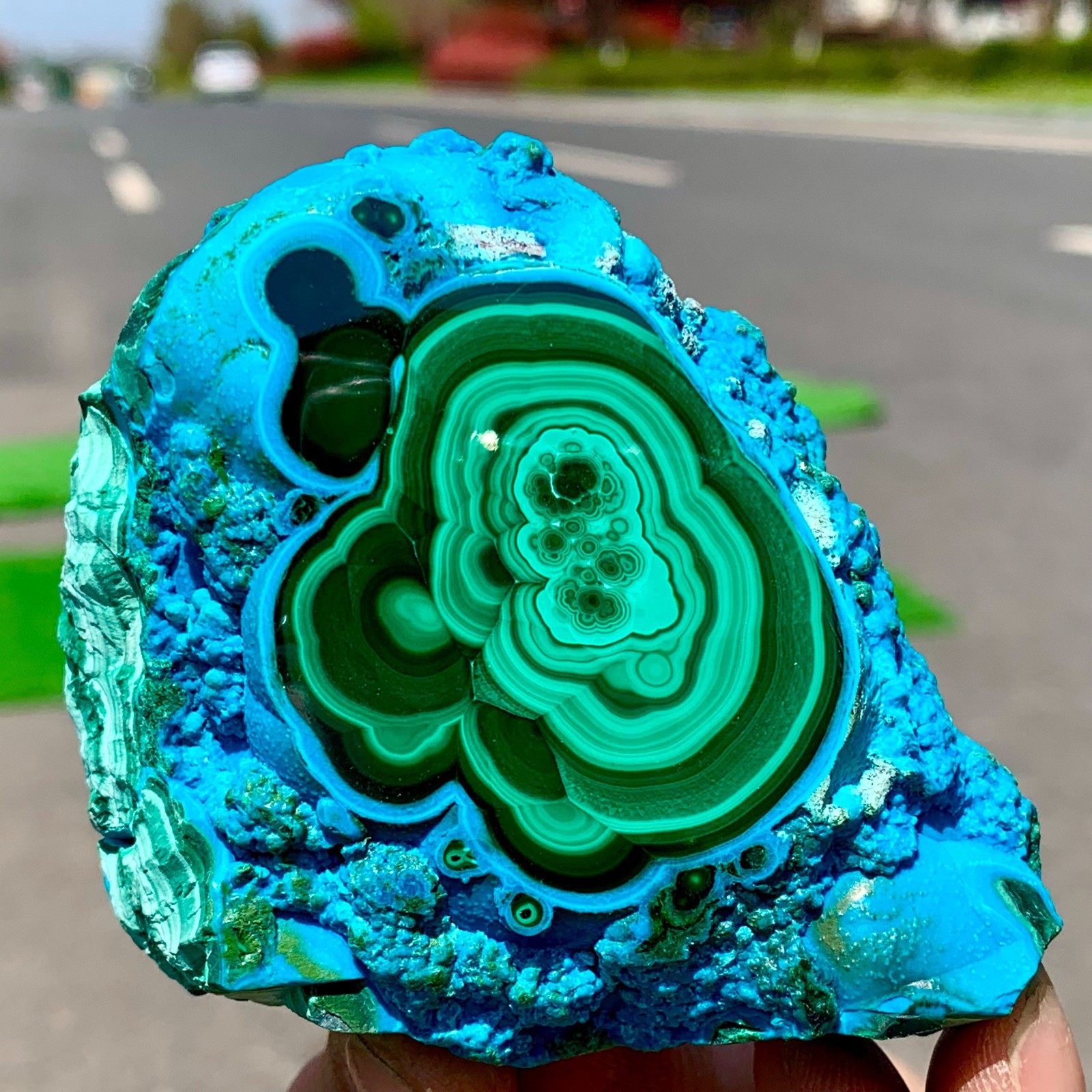 290G Natural Chrysocolla/Malachite transparent cluster rough mineral sample