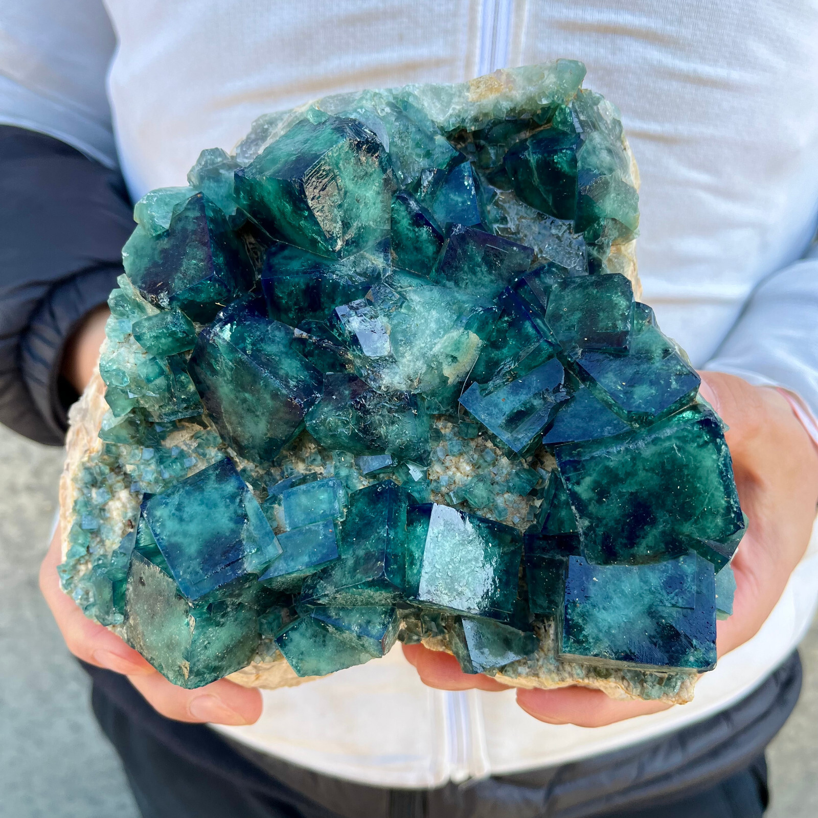 5.7lb NATURAL Green Cube FLUORITE Quartz Crystal Cluster Mineral Specimen