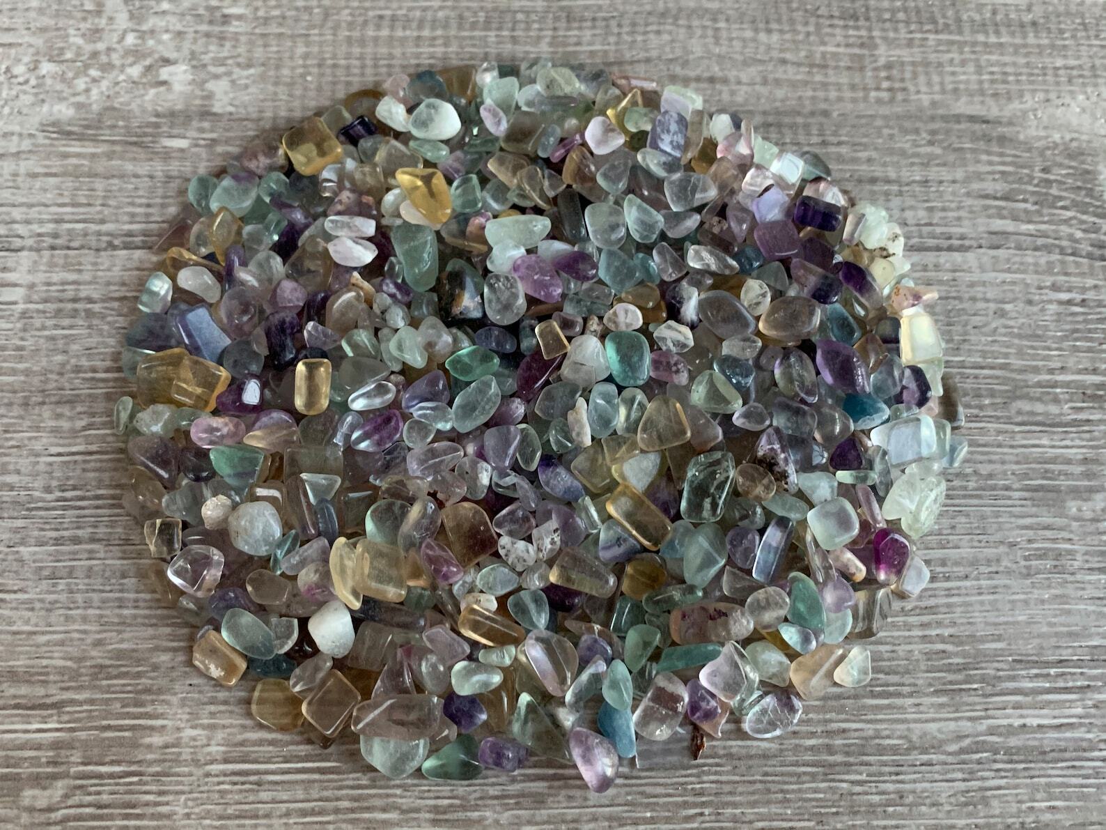 Grade A++ Rainbow Fluorite Semi Tumbled Gemstone Mini Chips 5-12 mm, Bulk Lot