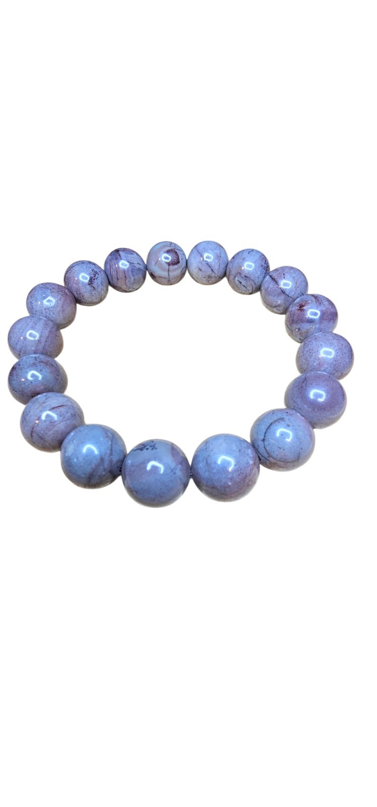 Natural Flint Stone 13mm Bracelet Round Beads 8 Inches Wrist Size