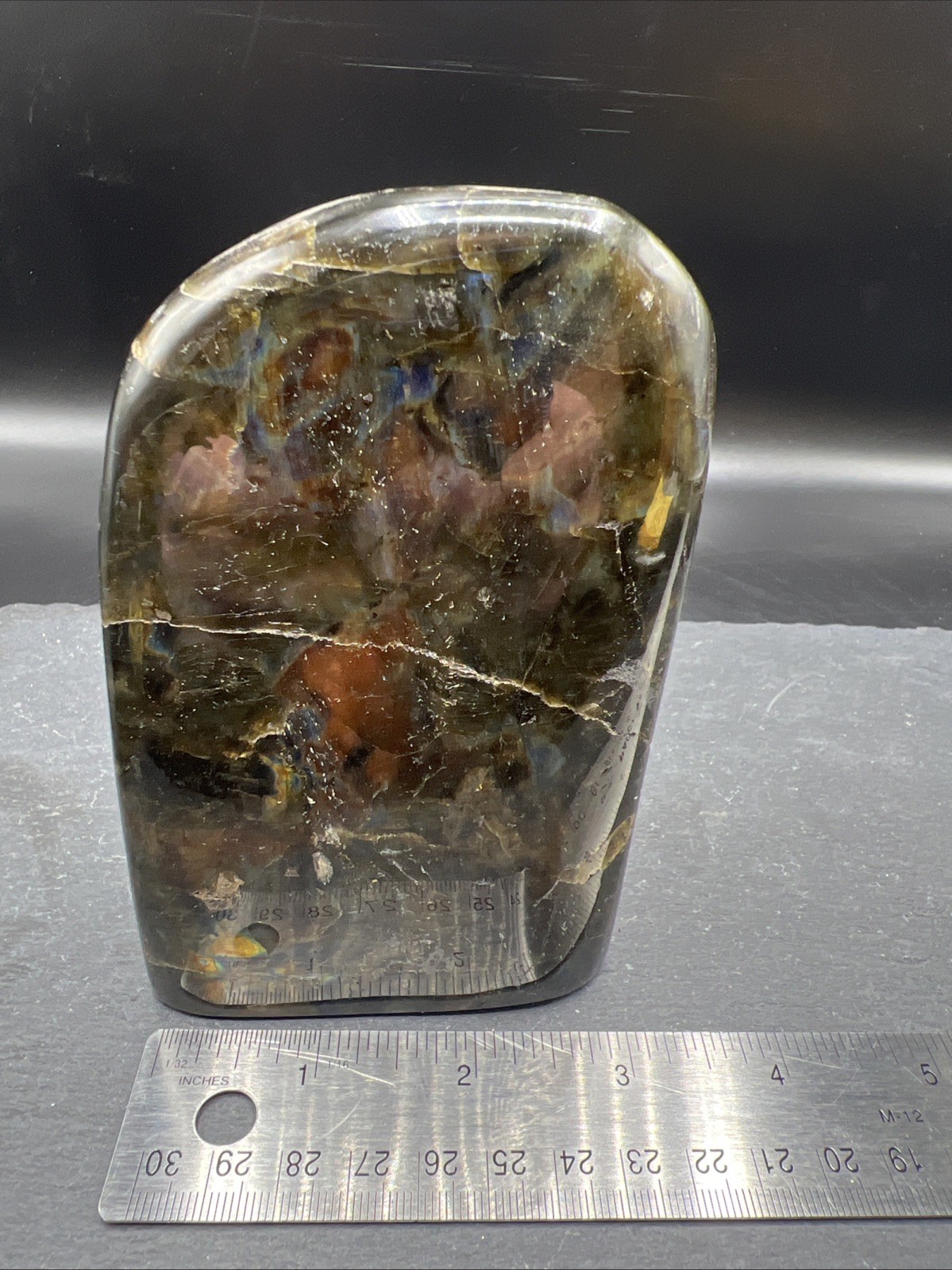 2.4Lb. Natural Labradorite Fully Polished Quartz Crystal Freeform Mineral