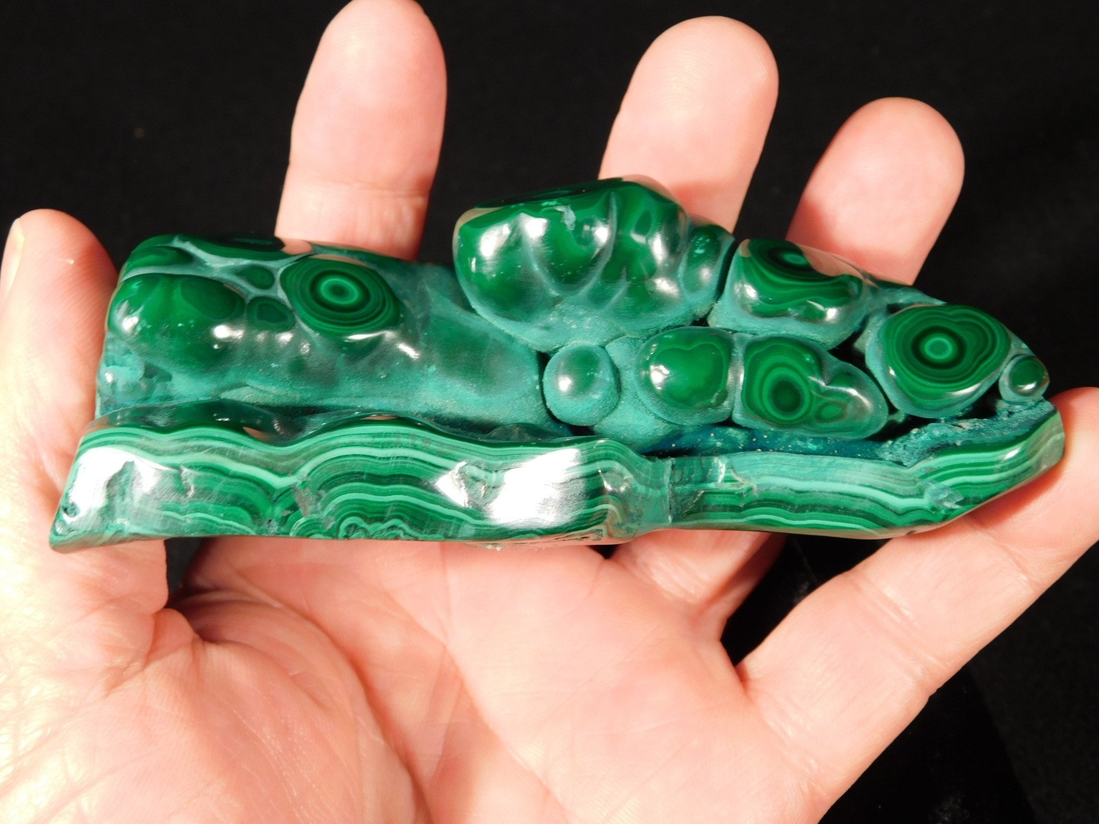 BIG! Polished Deep GREEN Malachite STALACTITE or Stalagmite From the Congo 393gr