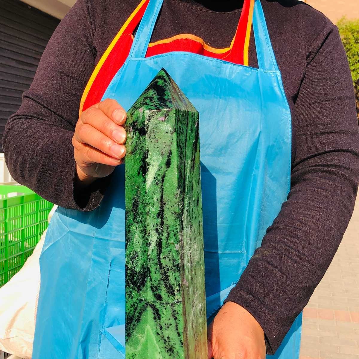 9.59LB Large Natural Red and Green Treasure Crystal Obelisk Specimen Healing
