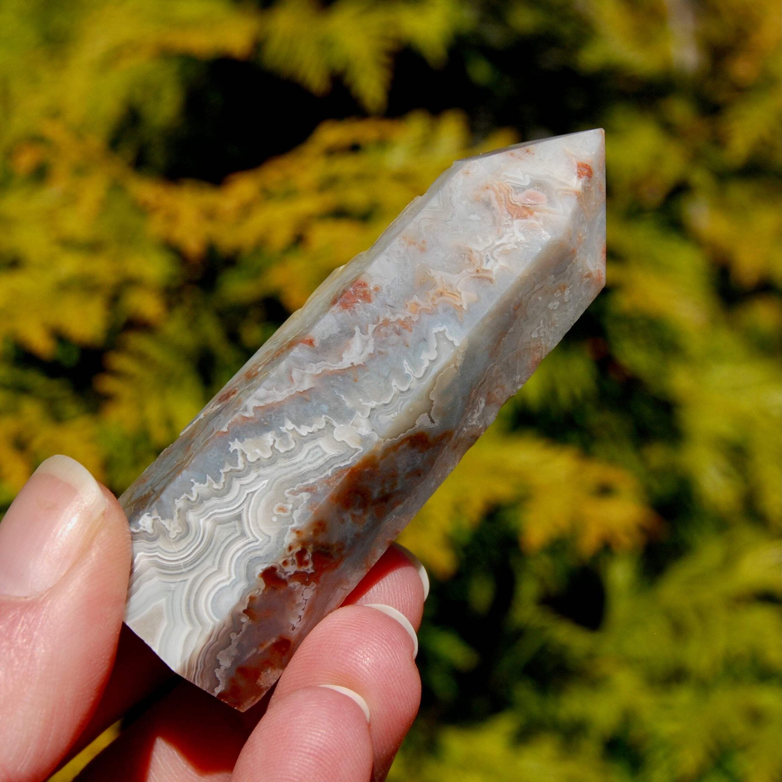 3in 69g Crazy Lace Agate Crystal Tower, Mexico