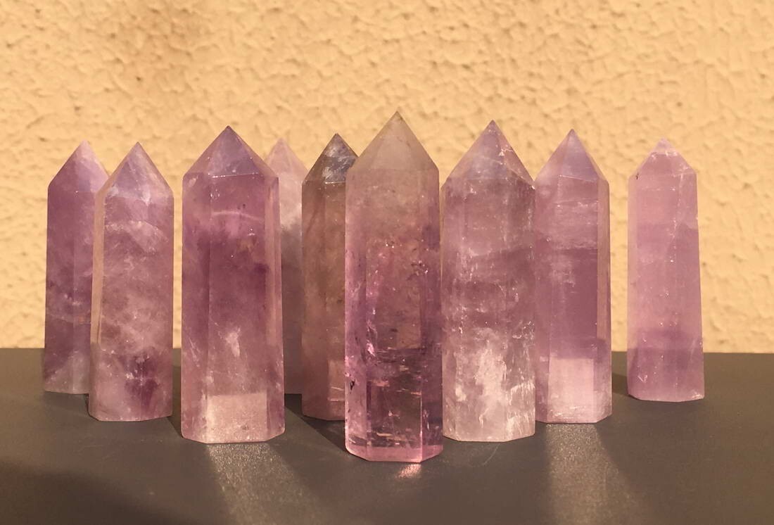 10pcs Bulk 2”+ Brazilian Amethyst Top Quartz Crystal Point Wand Healing Tower
