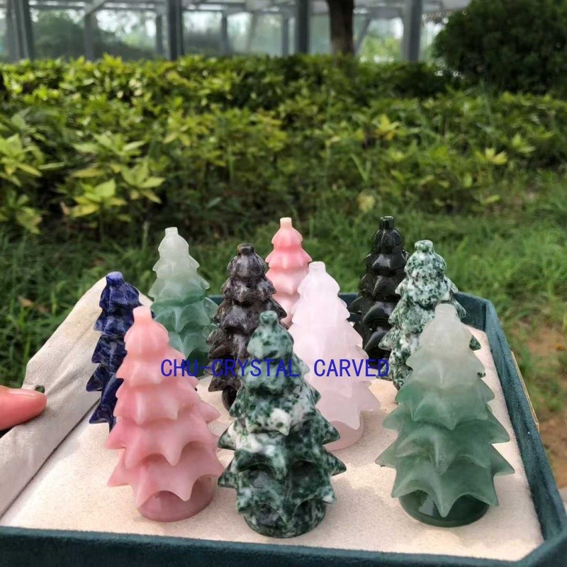 ‌Natural Crystal Christmas Tree Handmade Quartz Carving Holiday Gift for Family‌