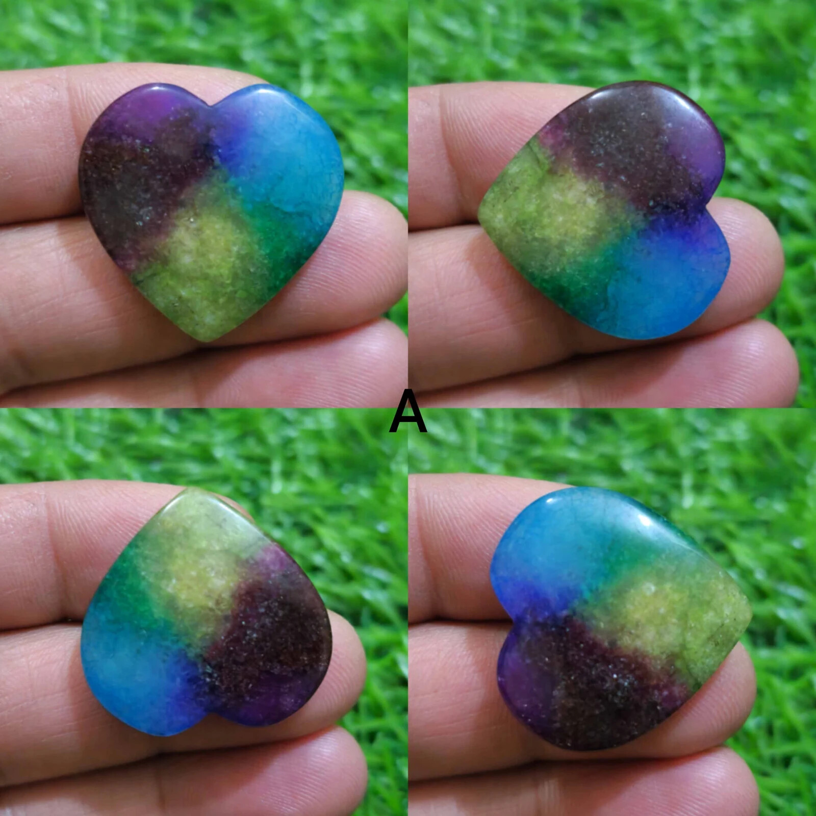 Awesome A+ Rainbow Solar Quartz Heart Cabochon Loose Gemstone Jewelry For Making
