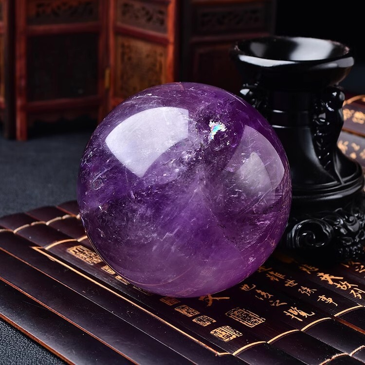 Natural Amethyst Quartz Crystal Sphere Ball Healing Stone 40mm + Stand
