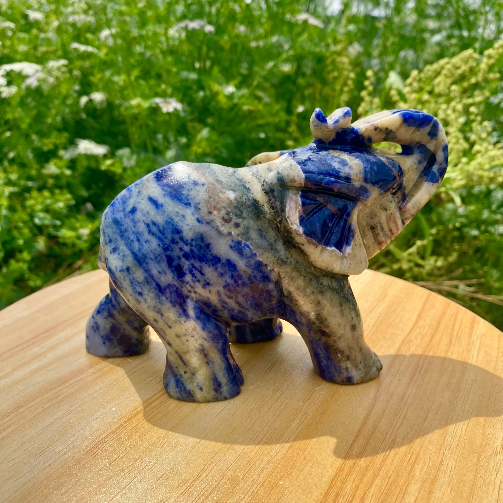 1.9LB Natural lapis lazuli quartz carving elephant spiritual healing