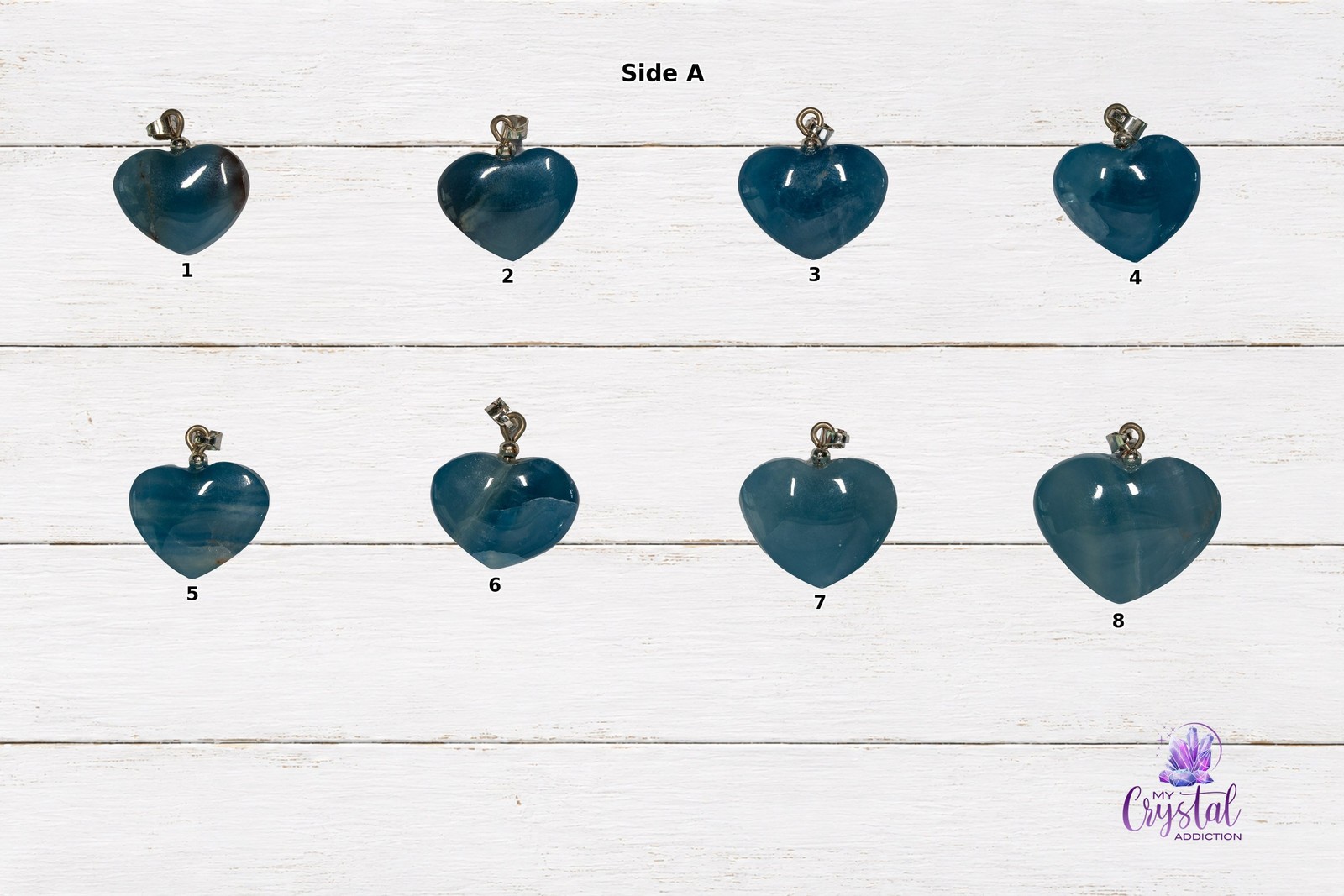 Blue Onyx Heart Pendants from Argentina (blue calcite)