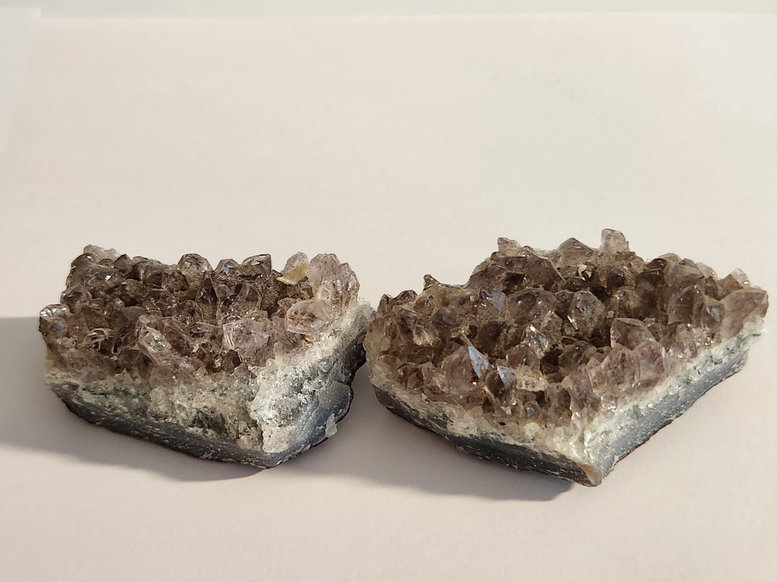 Lot of 2 Raw Semiprecious Amethyst Geode Clusters, Grape and Rose De France