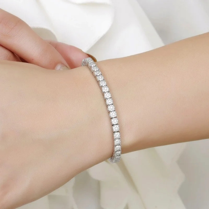 Women’s Zirconia Tennis Bracelet, Crystal Charm Thin Chain Jewelry for Fashion