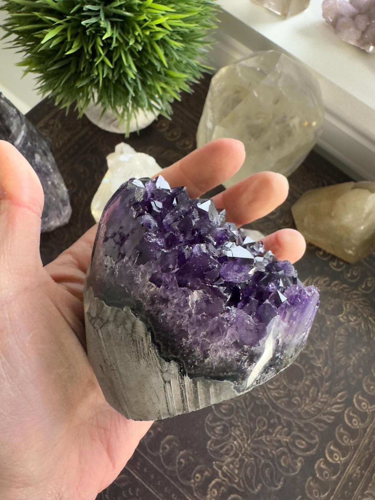 Amethyst Crystal Cluster Geode Dark Purple Grape Jelly Amethyst Mineral Decor 88