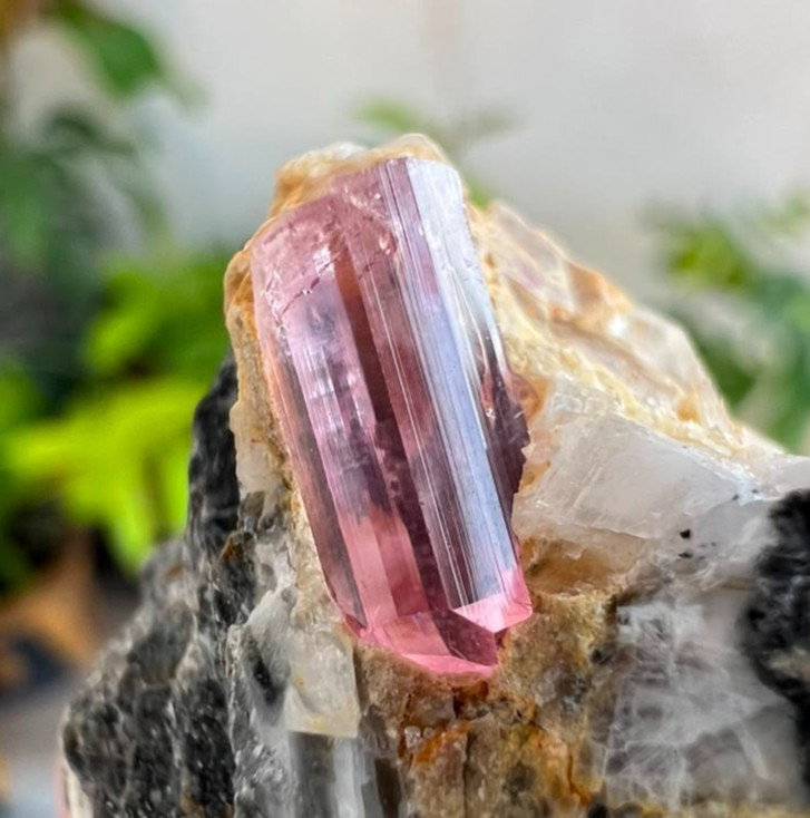 65GM | Natural Rare Pink Topaz Cystal On Matrix Specimen | Katlang Pakistan.