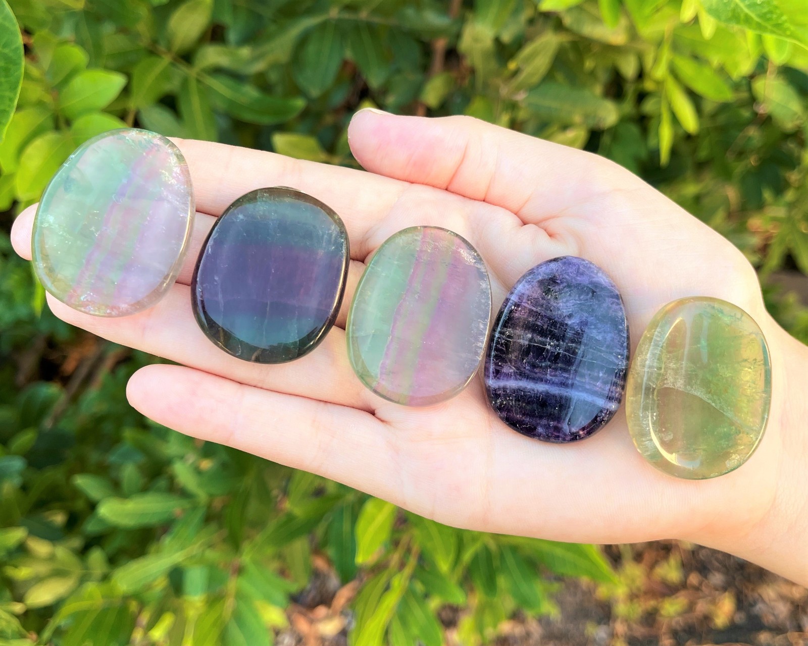 Fluorite Worry Stone (Fluorite Palm Stone, Smooth Polished Fluorite Crystal)