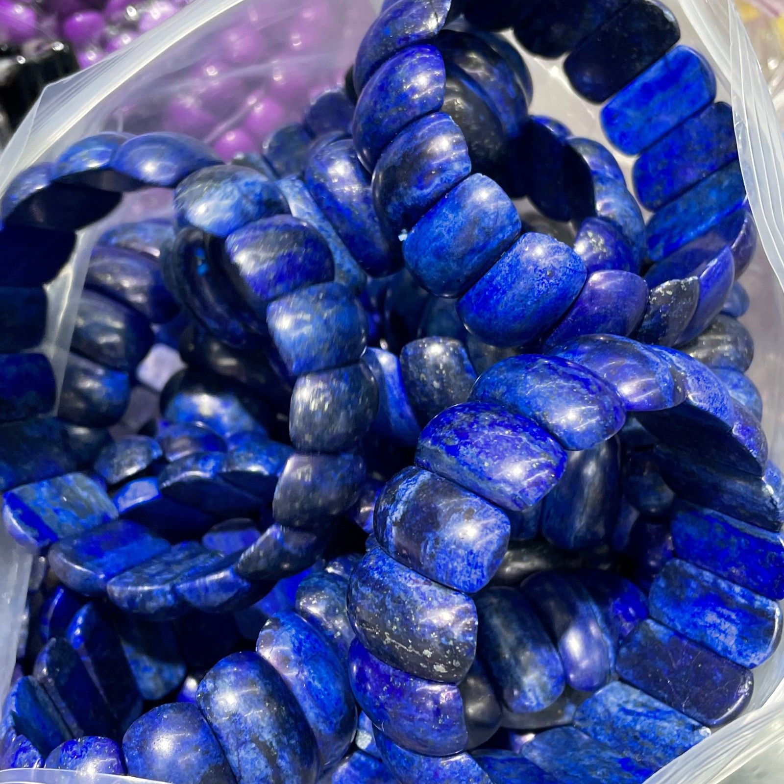 1pc Natural lapis lazuli Stone Elastic Rope Bracelet #40