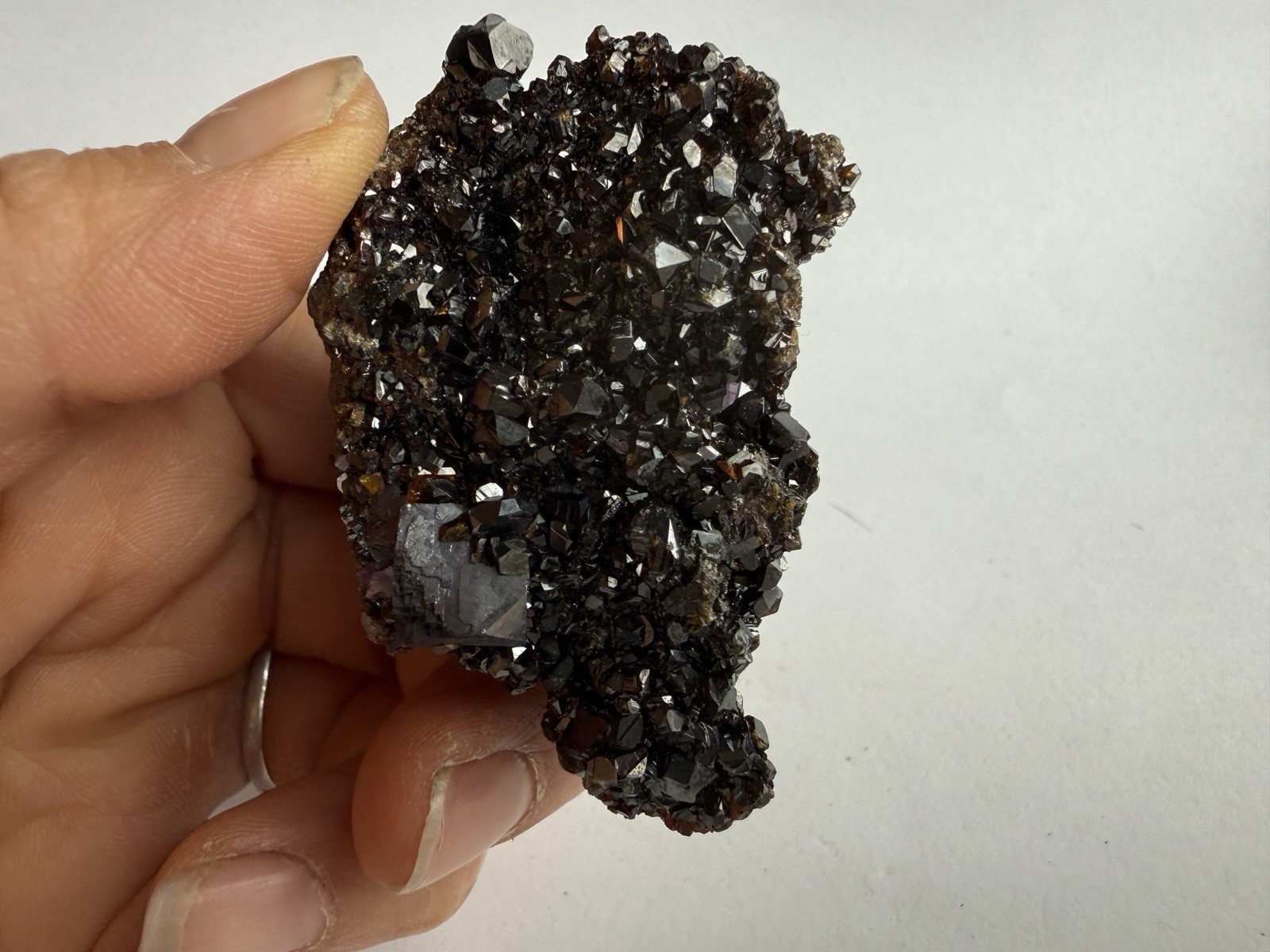 Purple Fluorite on Sphalerite Crystal Cluster Elmwood Mineral Specimen 84g
