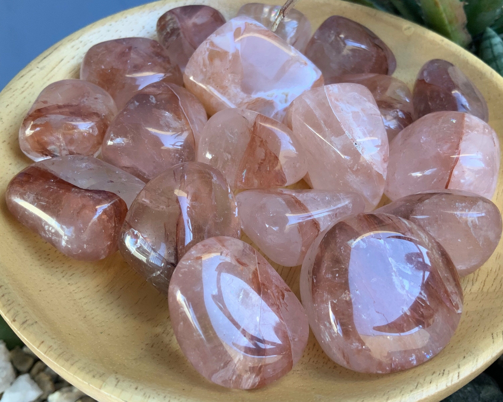 fire quartz tumbled stone tumble red hematoid quartz pebble polished pocket ston