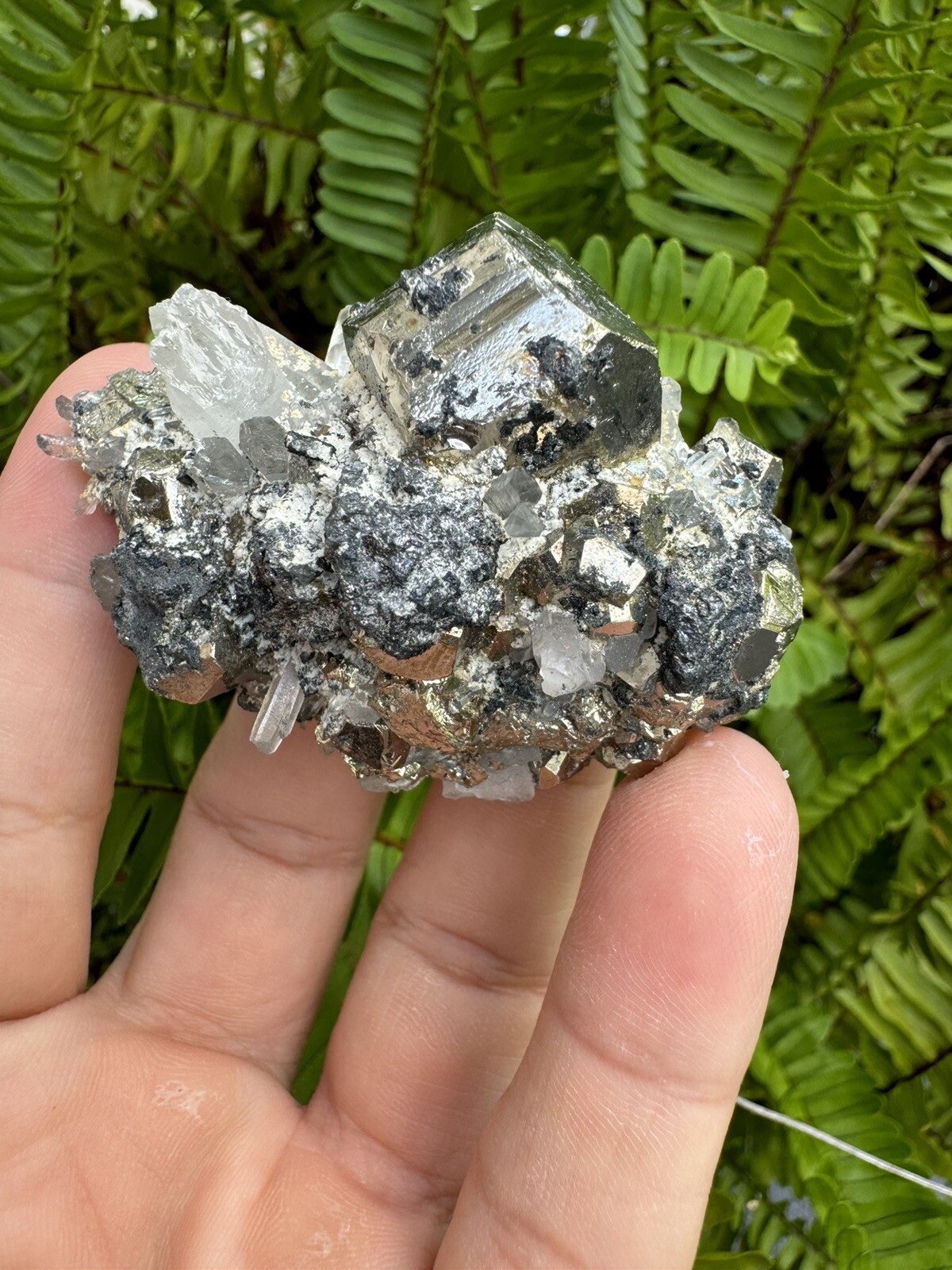 PYRITE Crystal CUBE Cluster with Little Quartz Crystals! Peru 87g