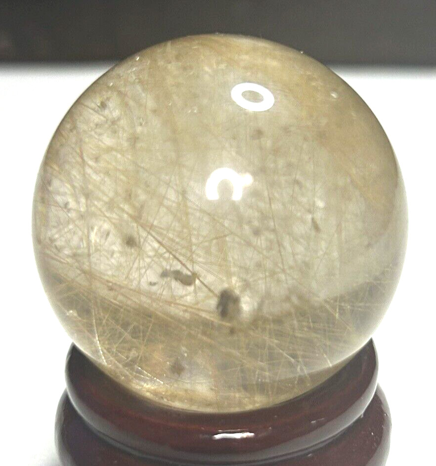 Clear Quartz Sphere With Gold Hair Rutile 106g/42.4mm
