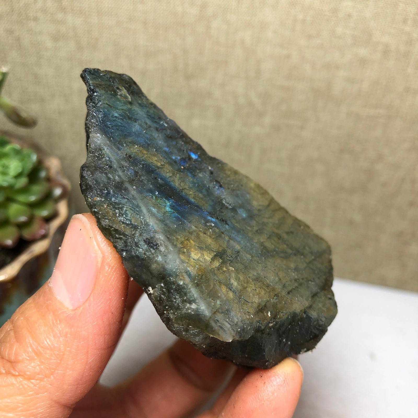 58mm Natural Labradorite Crystal gemstone rough original Specimen 95g A4219