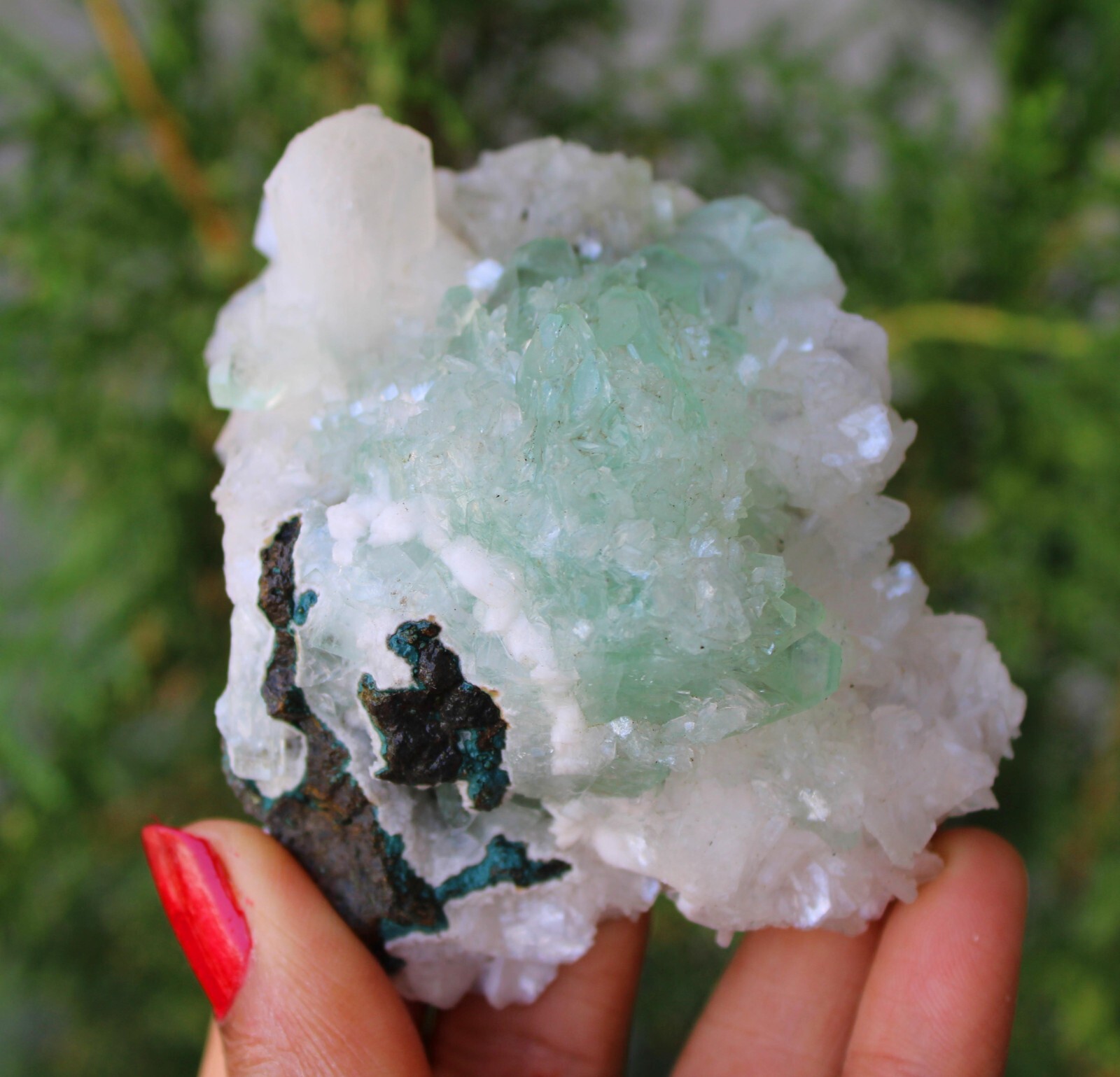 Green Apophyllite Crystals With Stilbite On Matrix Minerals Specimen