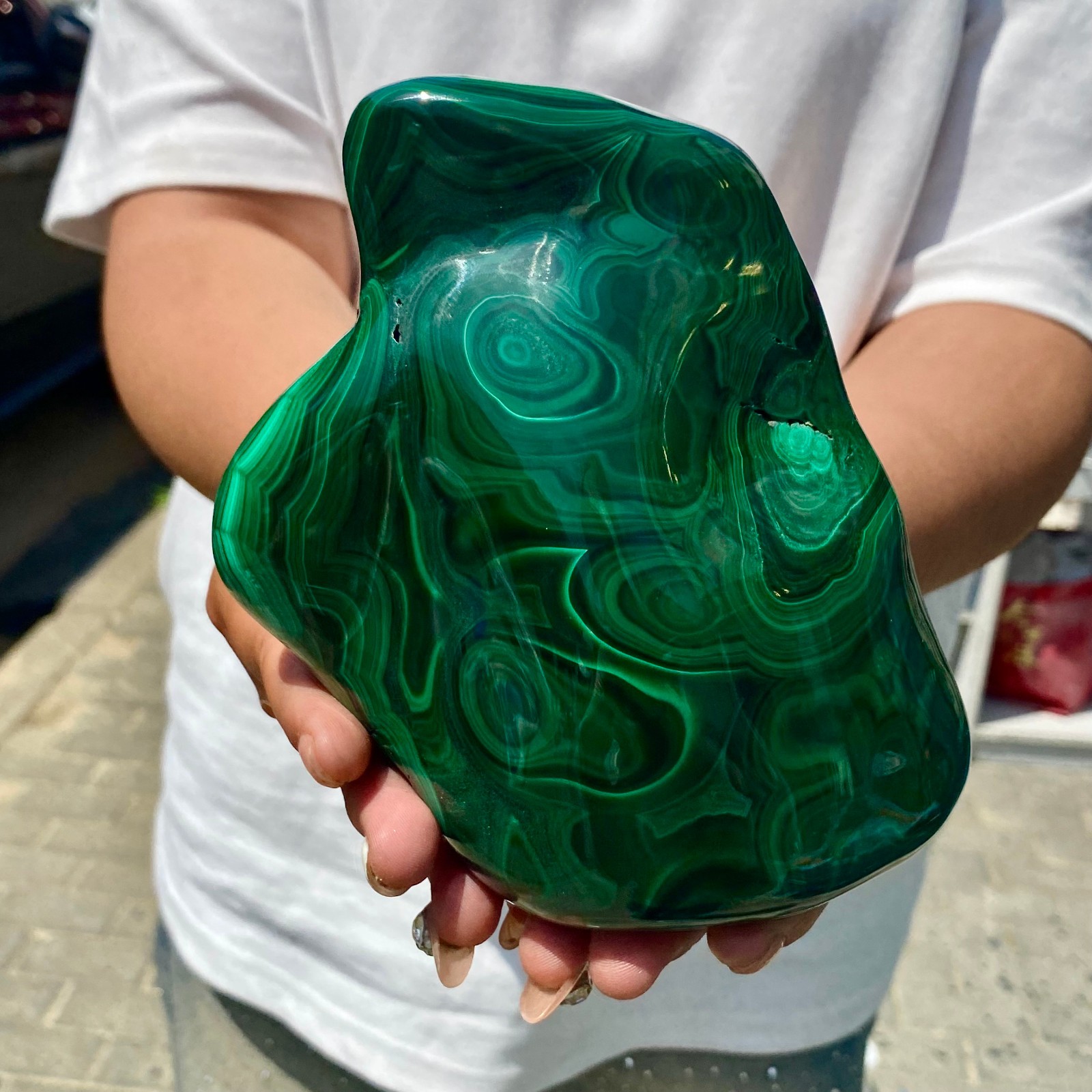 3.32LB Natural glossy Malachite transparent cluster rough mineral sample
