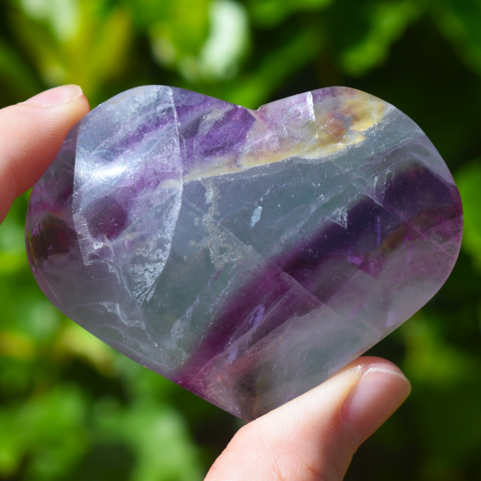 Natural Rainbow Fluorite Crystal Heart Carving | Healing Stone Spiritual Gift