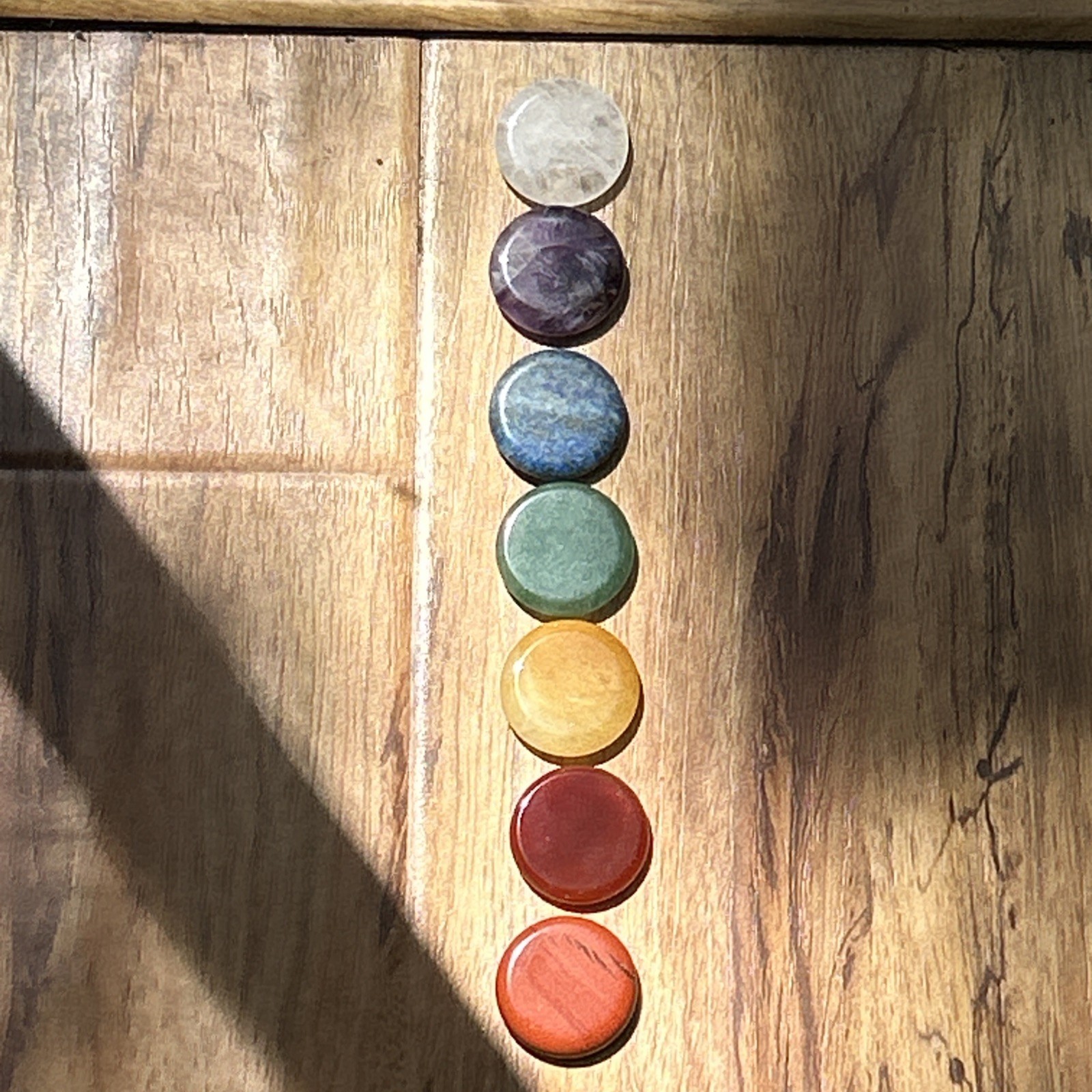 7PCS Chakra Stones Crystal Healing Energy Natural Gemstone Disc Set W/ Bag