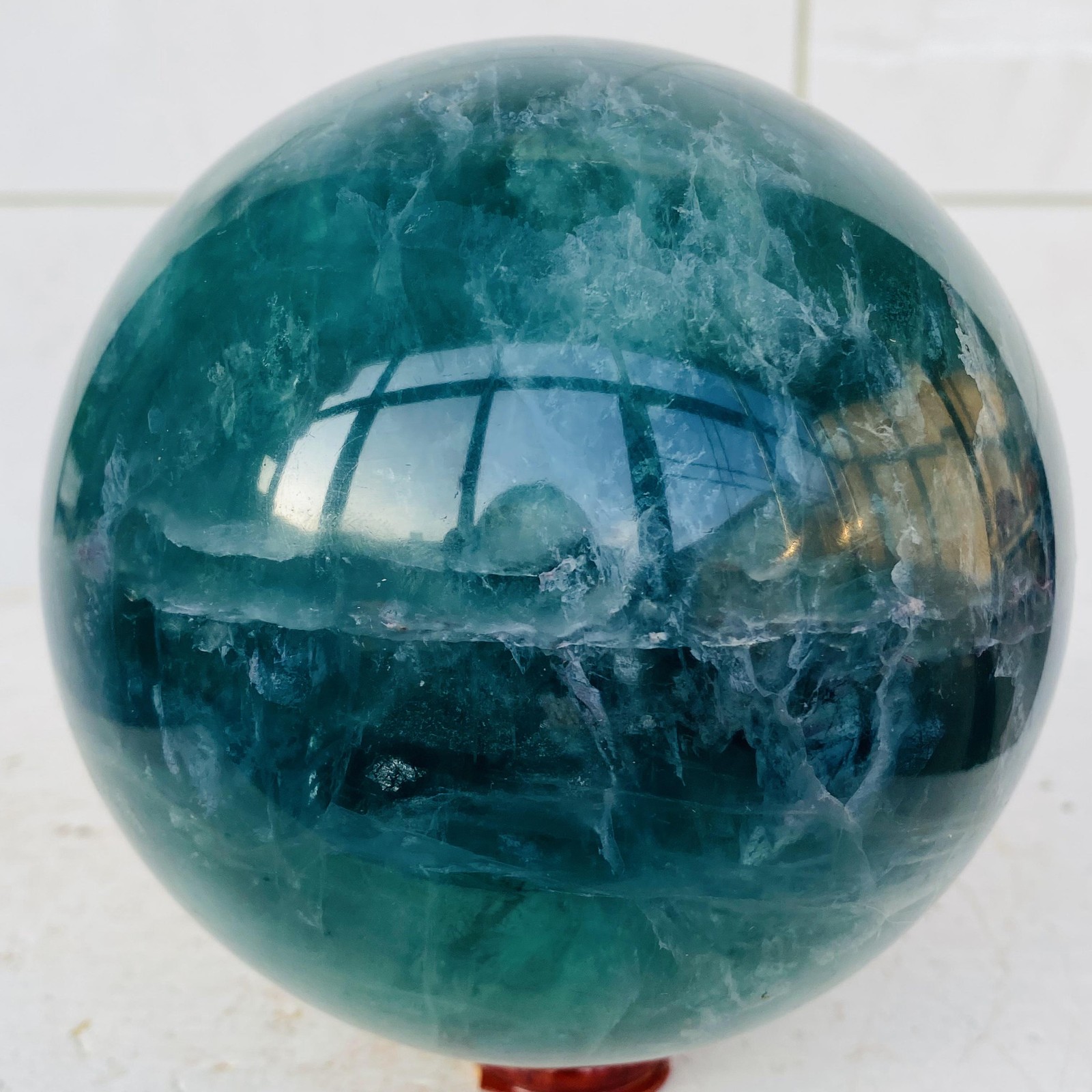 Natural Green Fluorite ball quartz crystal Sphere Reiki energy healing 2800g