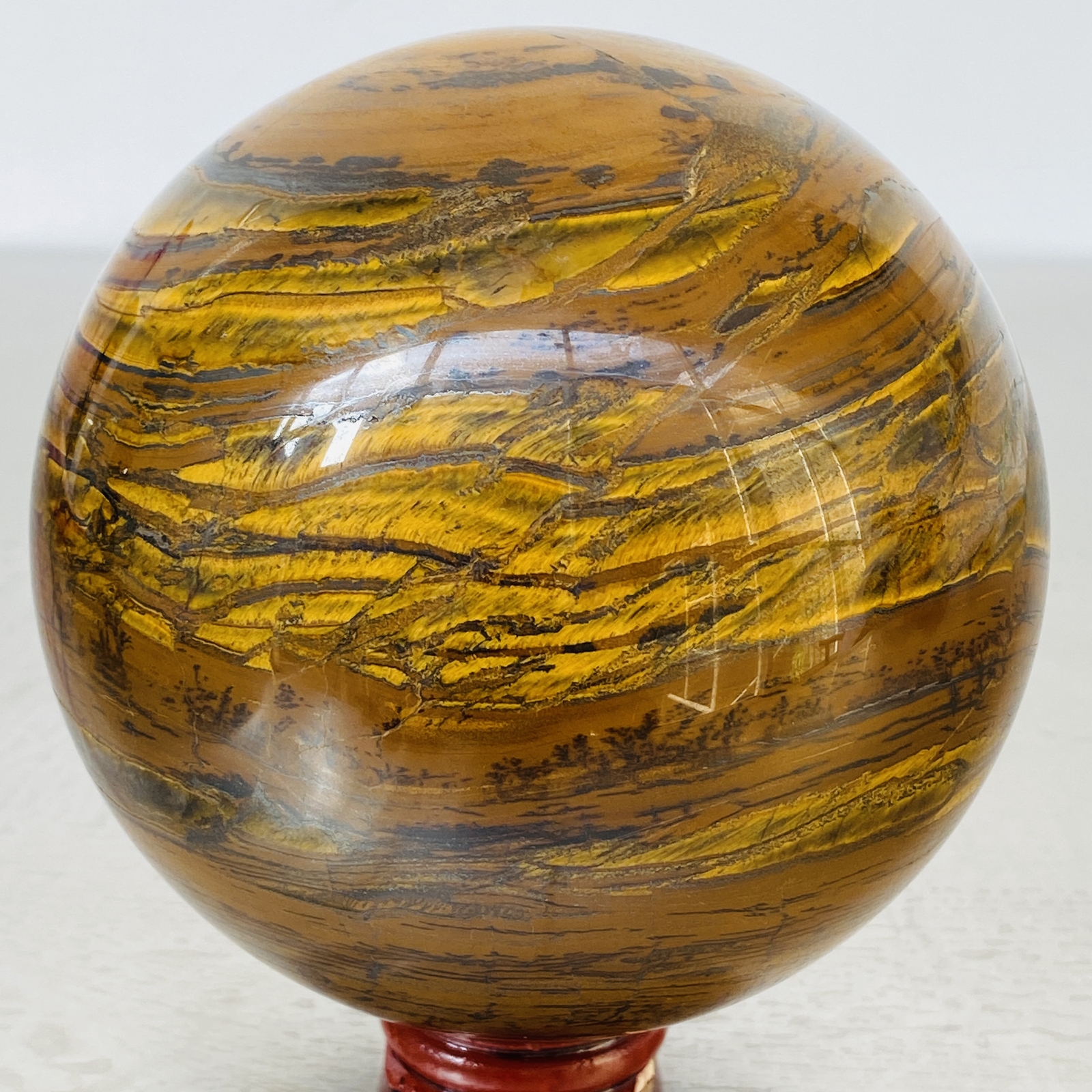 Natural Tiger Eye stone ball quartz crystal ball Reiki healing 2060G