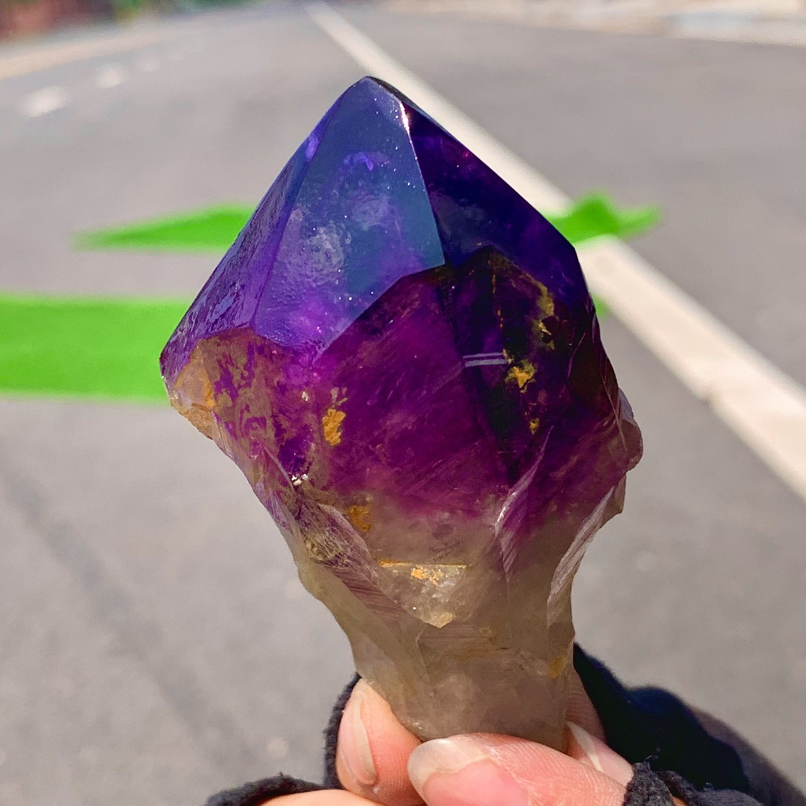 151G Natural Amethyst Quartz Crystal Single-End Terminated Wand Point Healing