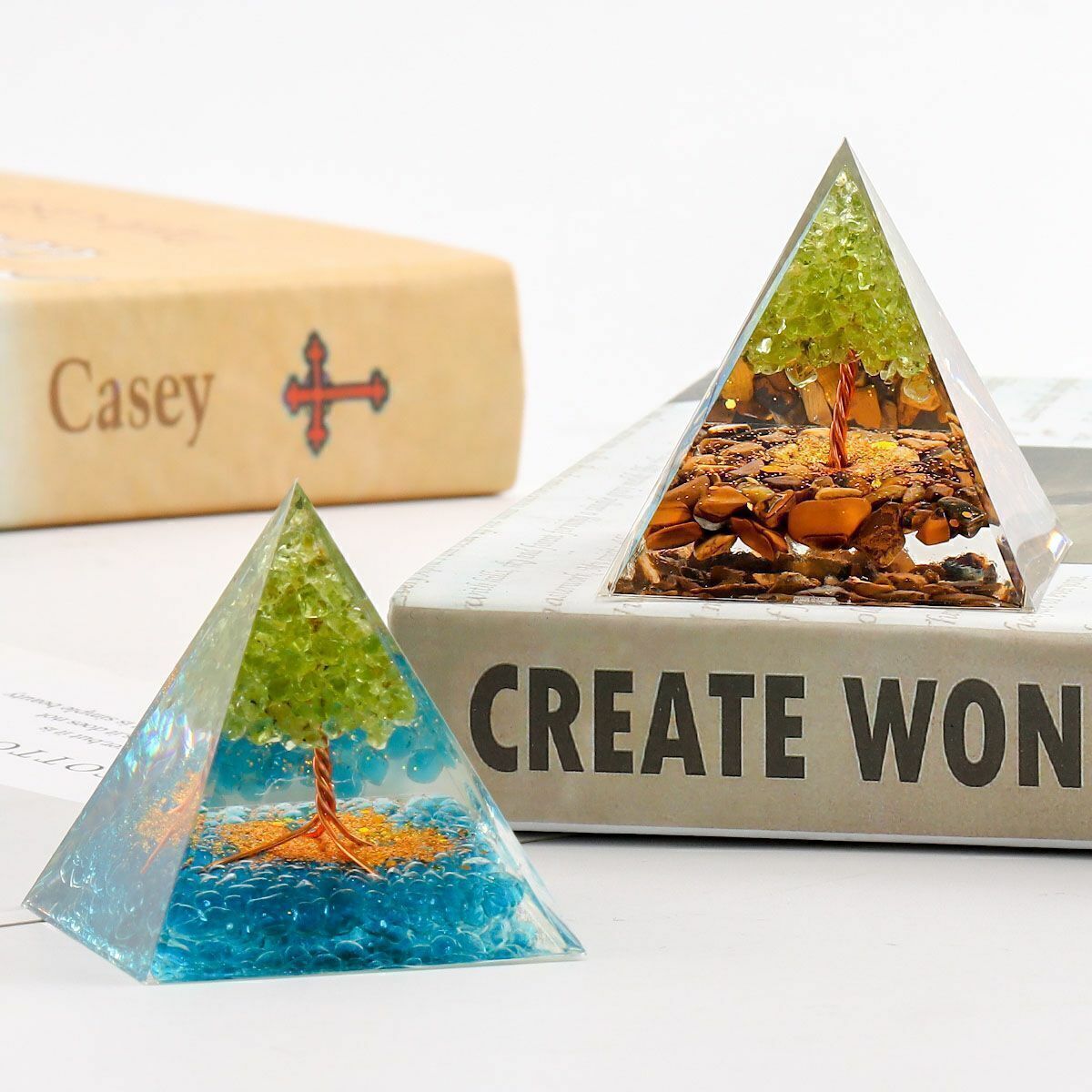 1-2pc Orgone Pyramid Energy Generator Healing Meditation Orgonite Crystal Chakra